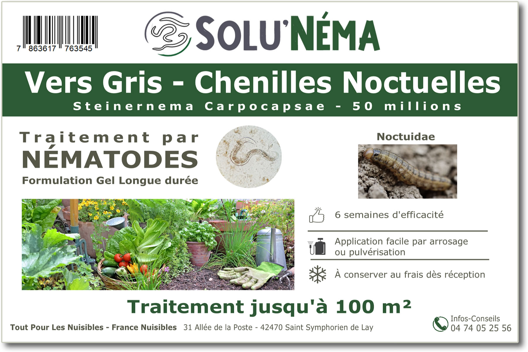 Behandeling tegen cutworms met nematoden Steinernema Carpocapsae 50 miljoen SC